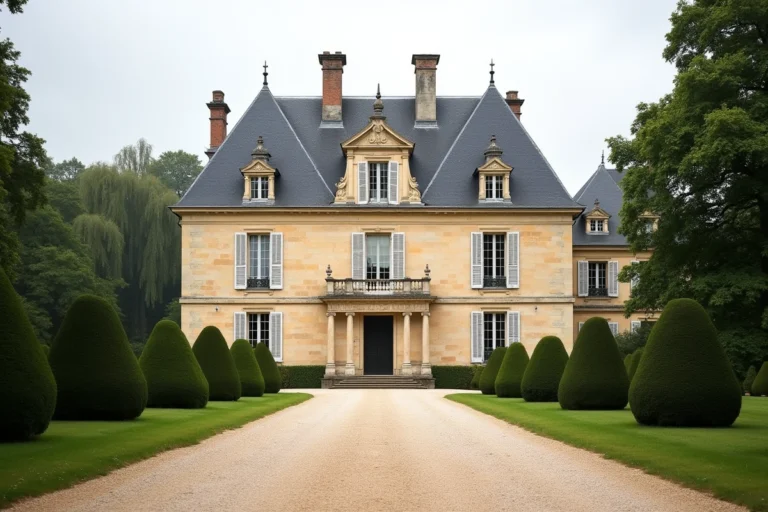 Façade extérieure du château de Groussay à Montfort-l'Amaury, architecture française du XIXe siècle entourée de jardins formels